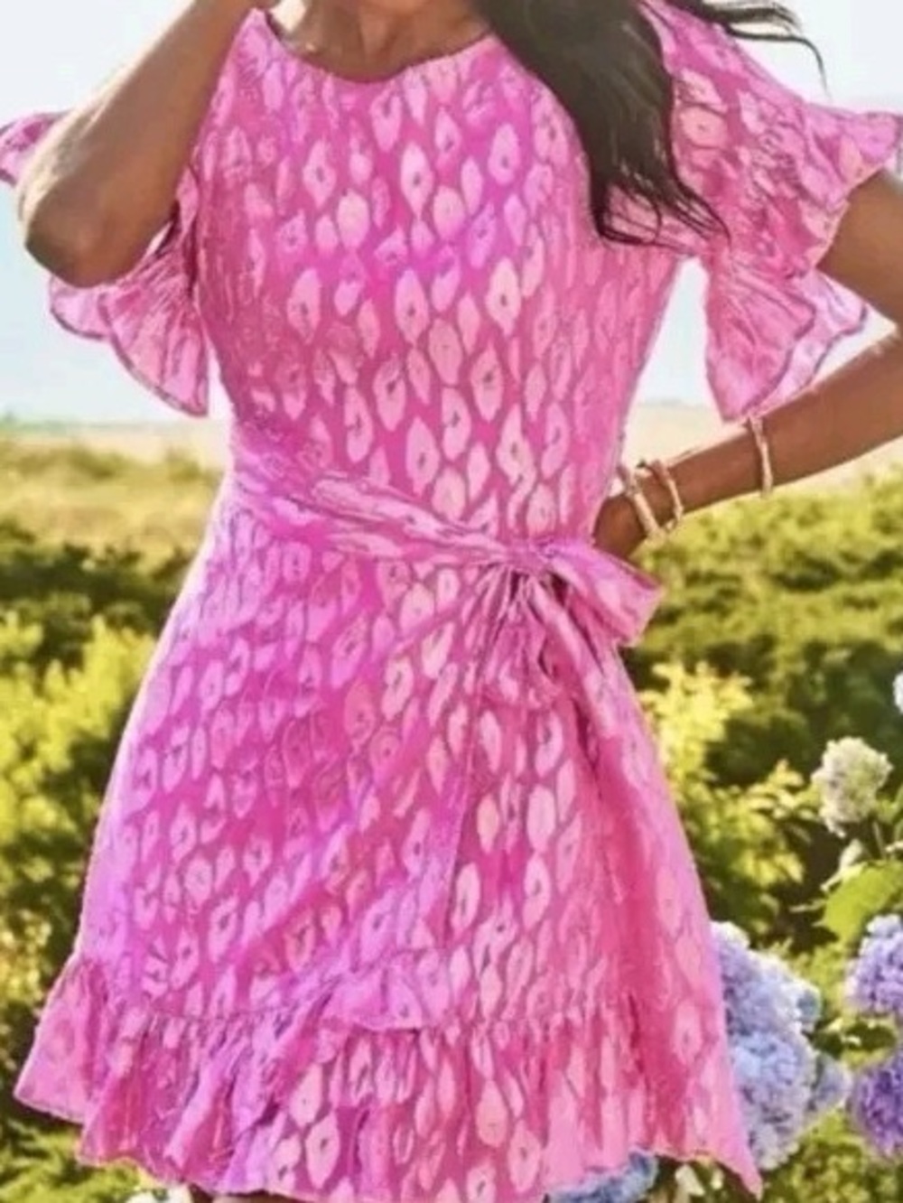 NWOT Lilly Pulitzer Darlah Silk Mini Dress in Raz Berry Leopard Metallic Clip